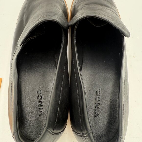 Vince Warren Women's Black Leather Slip On Shoes Platform Size 9.5M Loafer - Picture 6 of 10
